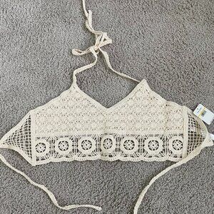Free People Sydney Crochet Bralette Cream Medium (NWT)